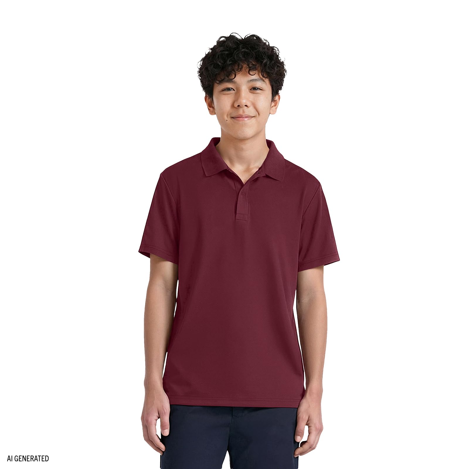 IZOD Boys' School Uniform Performance Short Sleeve Solid Polo, Burgundy, 5