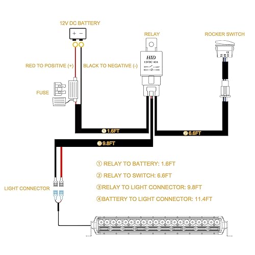 Miniatura 2 de Arnés de cableado de 1 plomo, barra de luz LED Rfroad Lighting Kit de arnés de cableado para luces antiniebla, luces de conducción todoterreno, luz