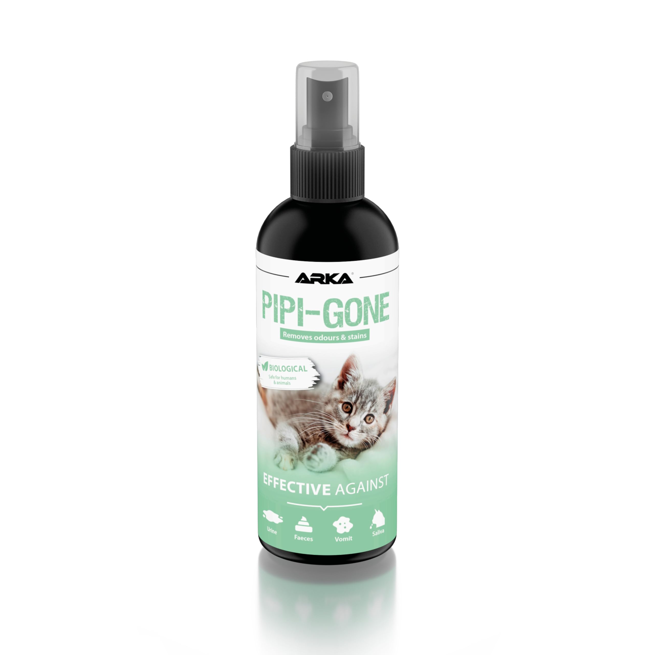 ARKA PIPI-Weg Cat – 100 ml – skuteczny środek do usuwania plam i nieprzyjemnych zapachów, trwale usuwa mocz kota, odchody, wymioty i ślinę na dywanach i tapicerkach.