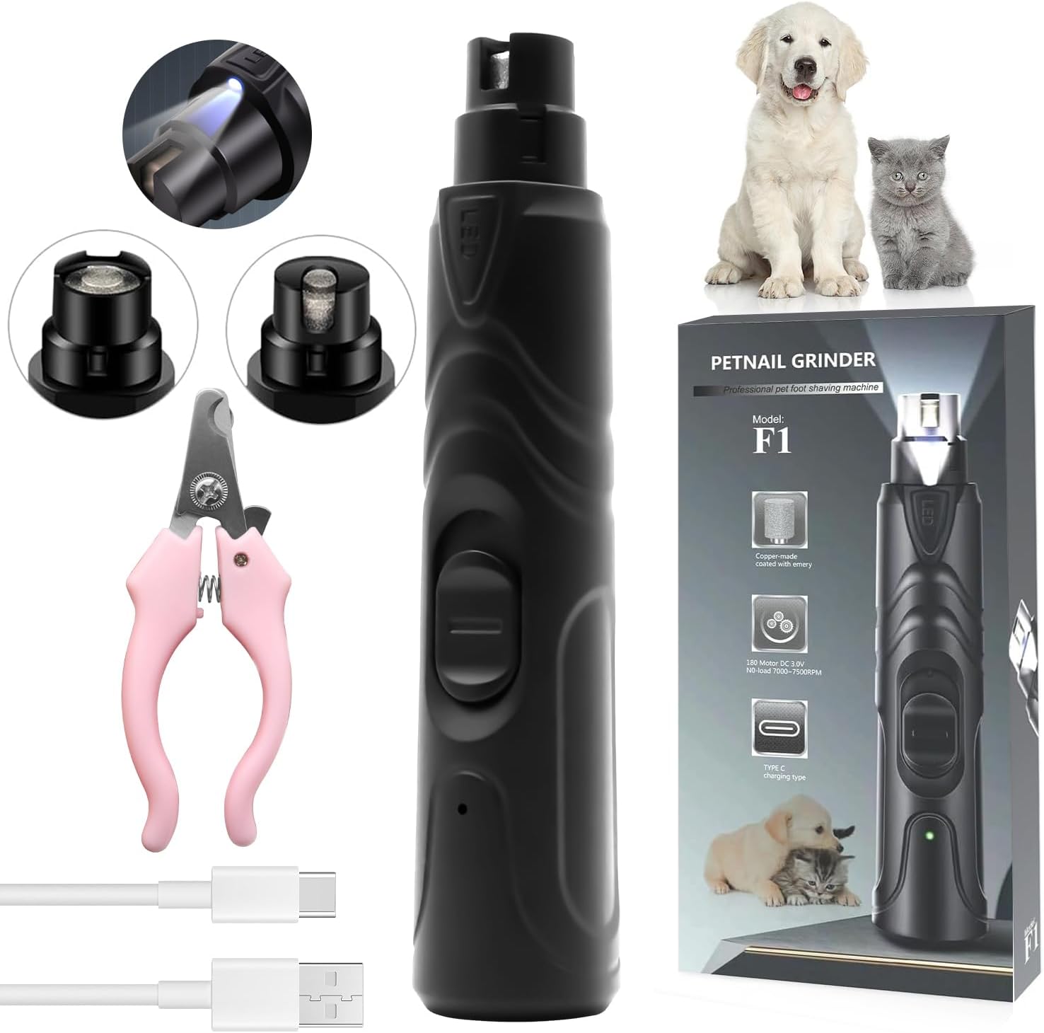 View of Dog Nail Grinders, Professional Pet Dog Nail Grinder with Nail Clipper ...
