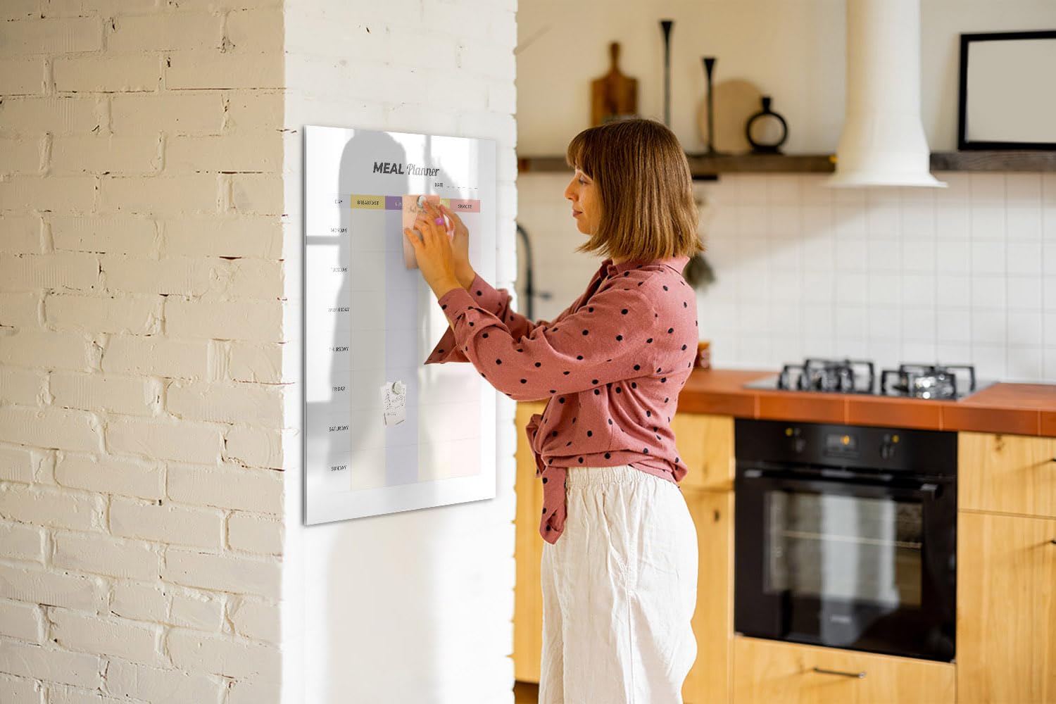 Lavagna Magnetica in Vetro con Accessori | Include Magneti Potenti, Pennarello e Gomma | Casa, Ufficio, Scuola e Creatività - 60x40 - Agenda settimanale
