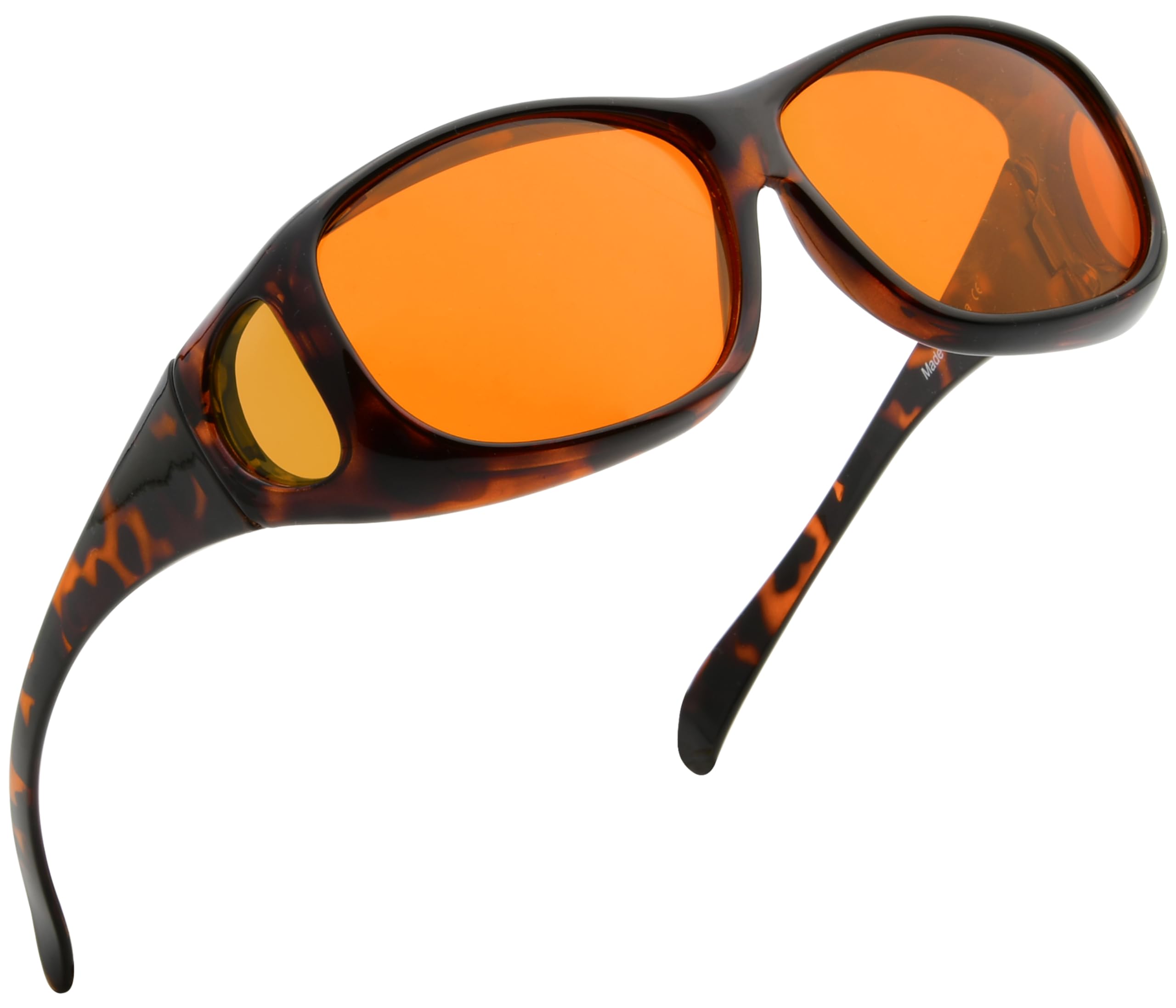 BLUELESS Fit over Blue Blocking Glasses with Orange Tinted Lens Sleep Glasses, Tortoise