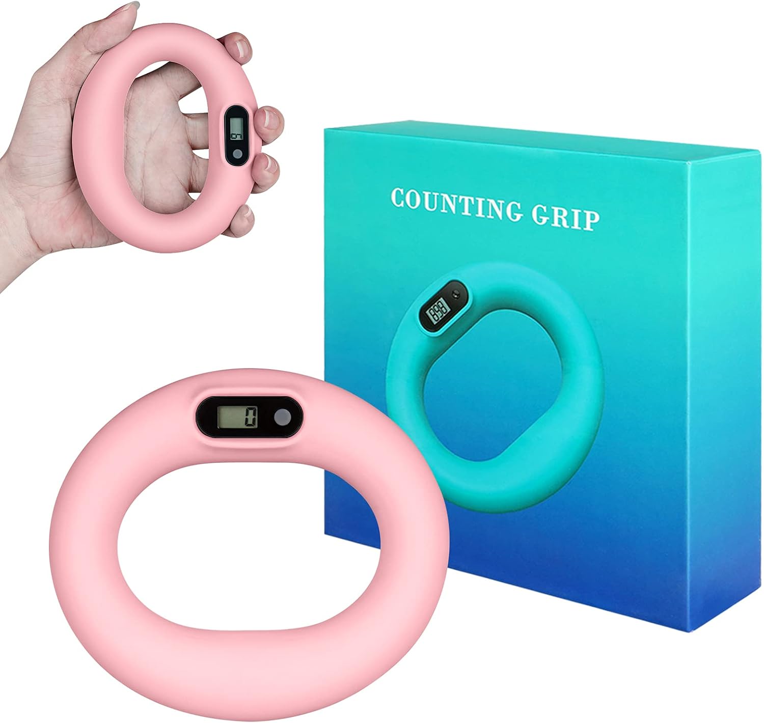 Counting Grip Strength Trainer, Hand Grip Trainer Silicone Rings Forearm Gripper Workout, Hand Exerciser Finger Resistance Exercise Squeezer for Adults and Kids (Pink-A) : Health & Household