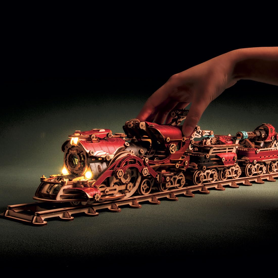 Zestaw modeli pociągu parowego 3D, wiktoriański, steampunk, DIY, drewniane, mechaniczne puzzle ze światłami LED, rękodzieło edukacyjne, dekoracja domu, prezent dla dorosłych i nastolatków, 800 szt