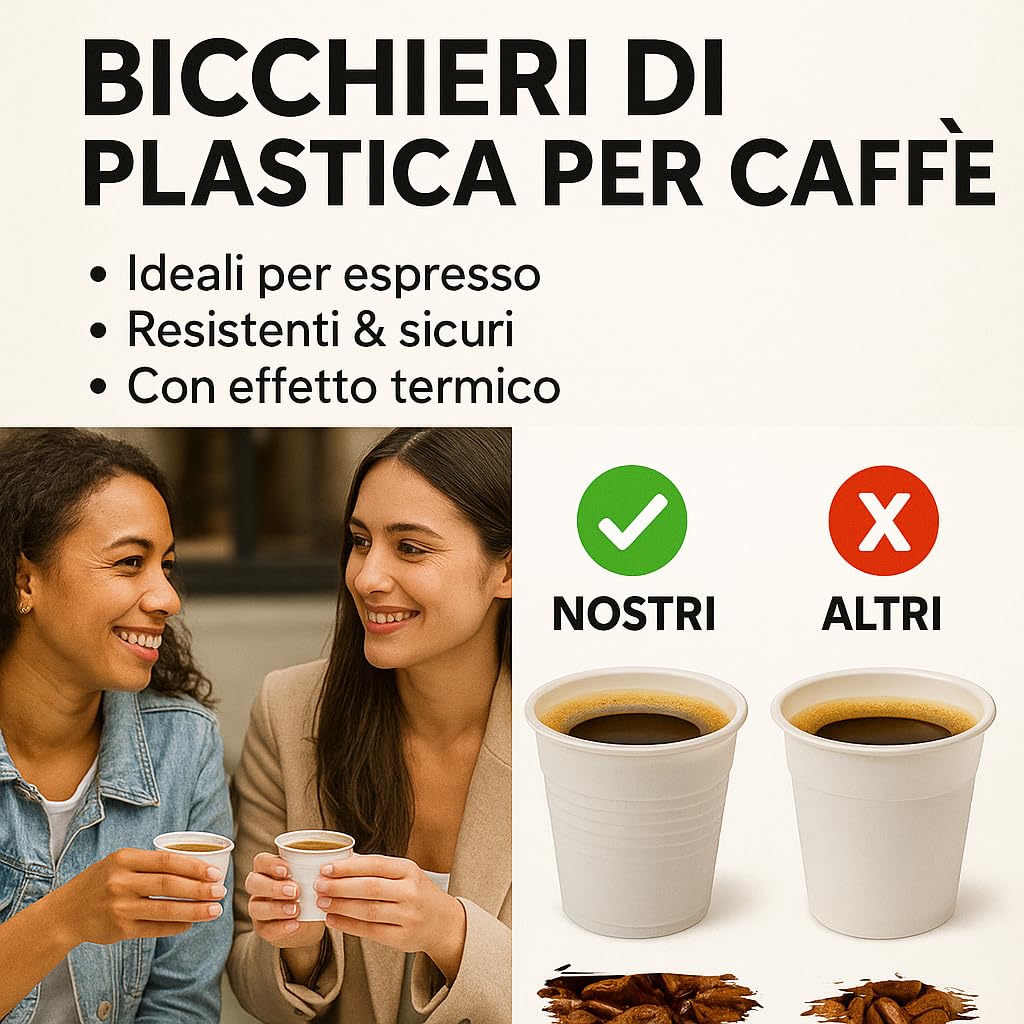 Generico Bicchieri Plastica CAFFE' Da 80 Ml Bianchi O Trasparenti - Foto 6