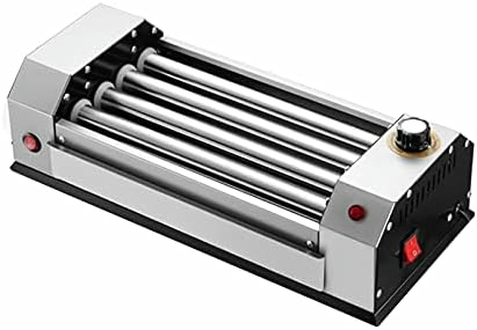 Máquina de rodillos de acero inoxidable para perros calientes, cocina eficiente de 600 W con rodillos de calor, diseño compacto y fácil de limpiar para cocina, desayuno y comidas rápidas