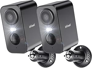 ieGeek Security Cameras Wireless Outdoor 2-Pack, 2K Black WiFi Surveillance Camera for Home Security, Battery Powered Security Cameras with Siren & Spotlight, AI Detection, IP65, Works with Alexa asin的图片