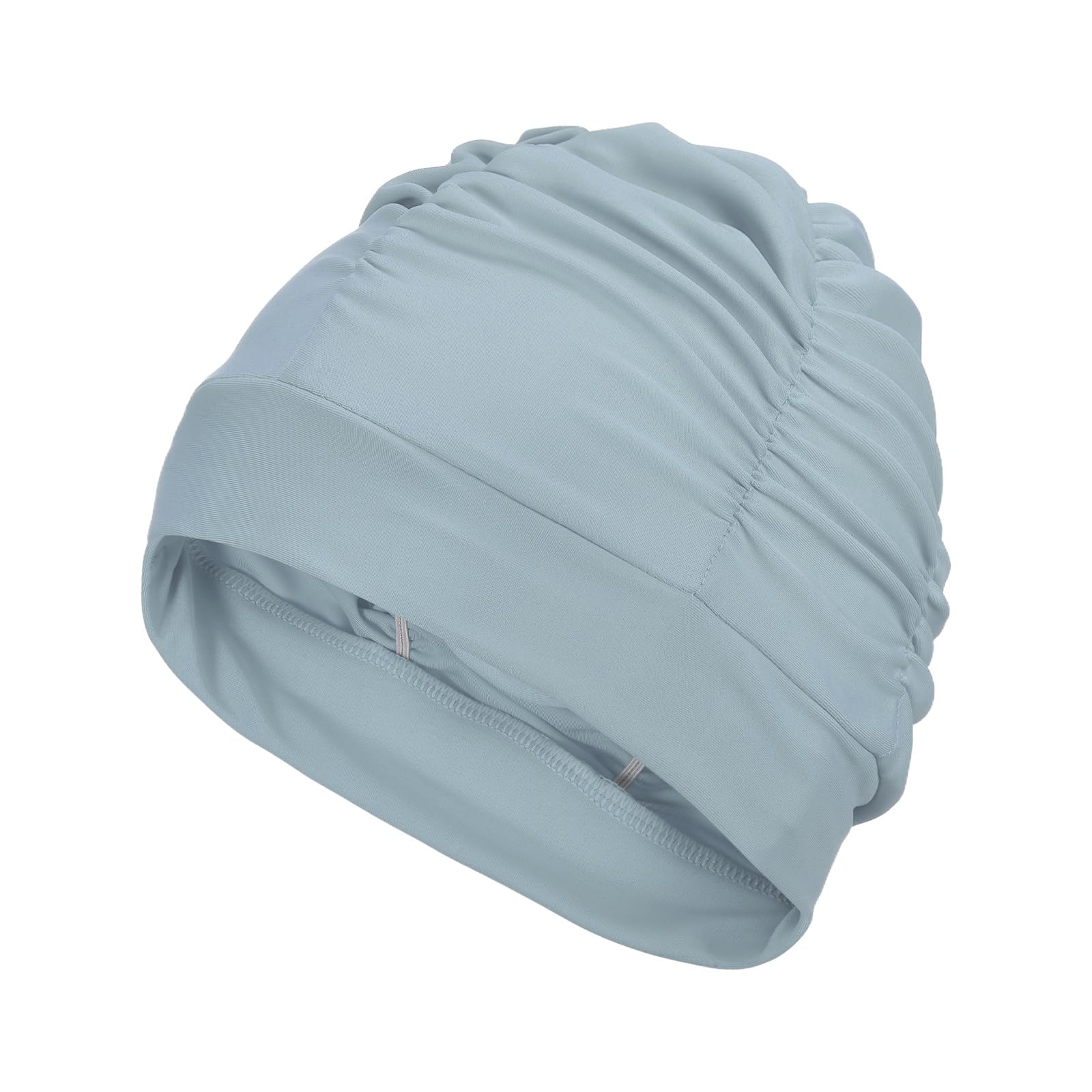 YELARXI Fabric Swim Cap Polyester Swimming Hat Elastic Swimming Cap, Fit for Women and Men Adult Long Hair (Gray)