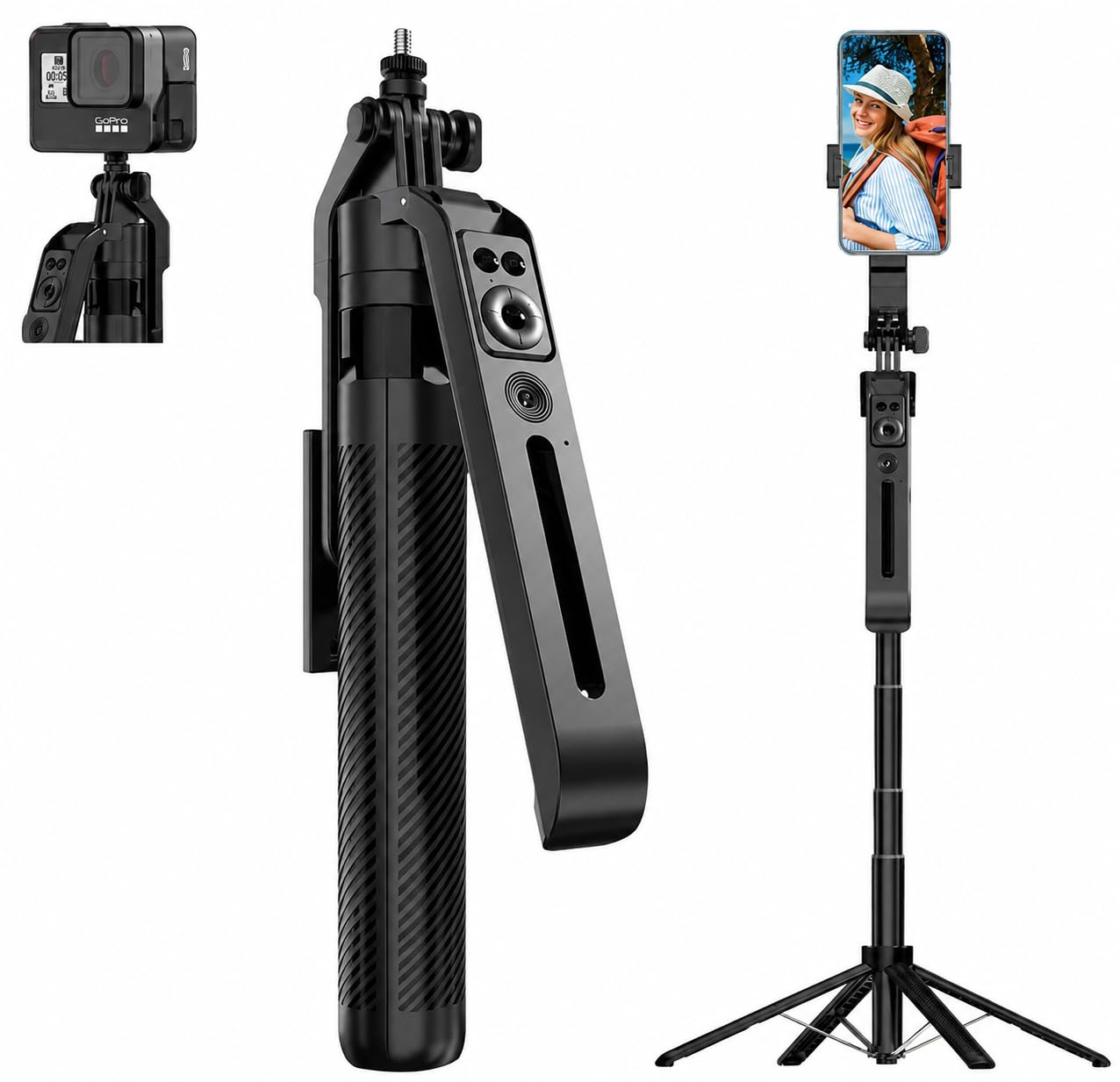 Gismo AI Face Tracking Selfie Stick Tripod with 1800mAh Rechargeable Battery, Bluetooth Remote, 4-Leg Stable Stand, 360° Rotation, Extendable & Foldable Phone Holder for Android, Vlogging, Reels.-picture-25