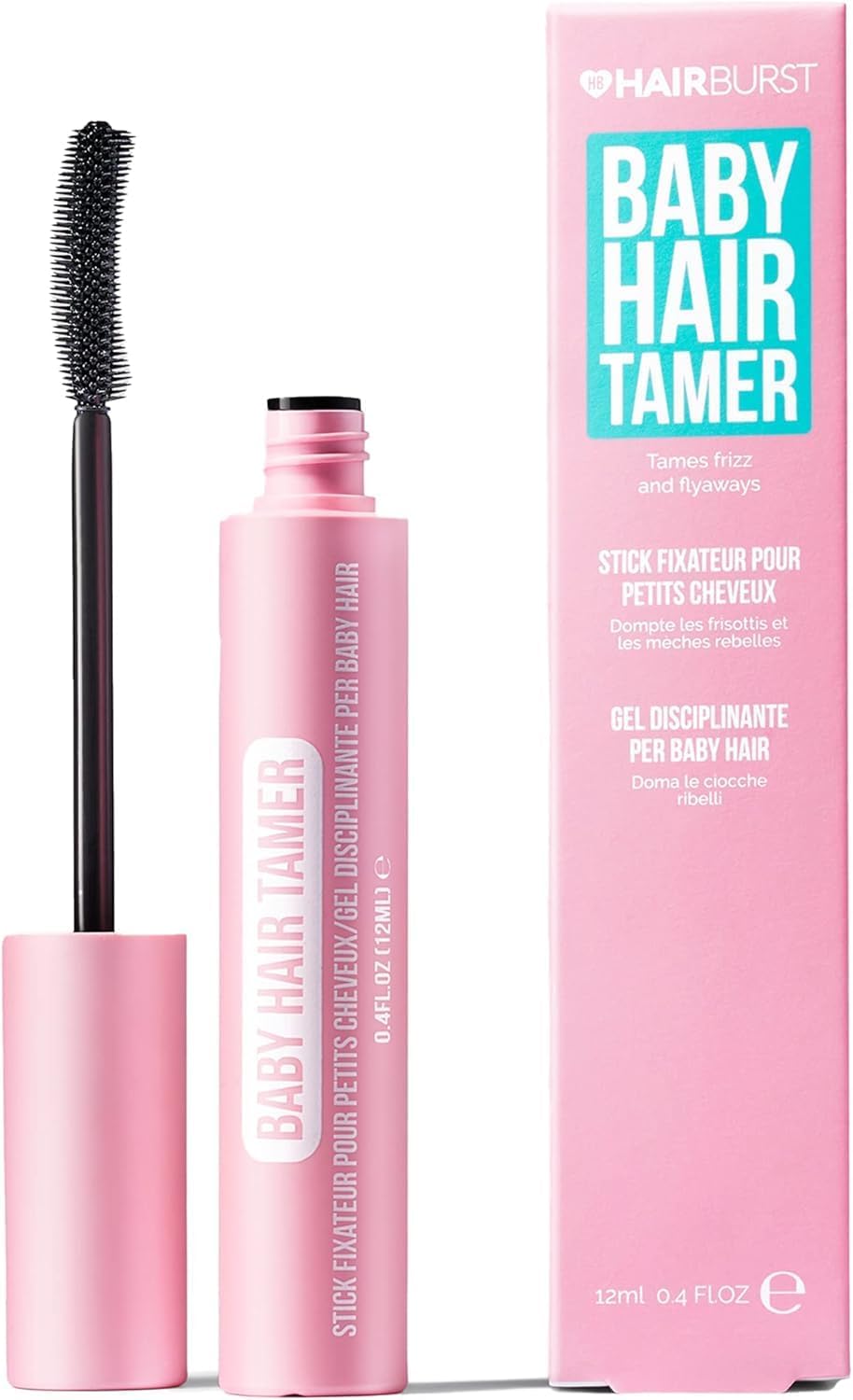 Baby Hair Tamer Stick - Instant Smoothing & Finishing Baby Hair Flyaway Tamer, Non-Greasy Hair Frizz Control Brush with Nourishing Coconut & Argan Oils, Vegan & Cruelty-Free