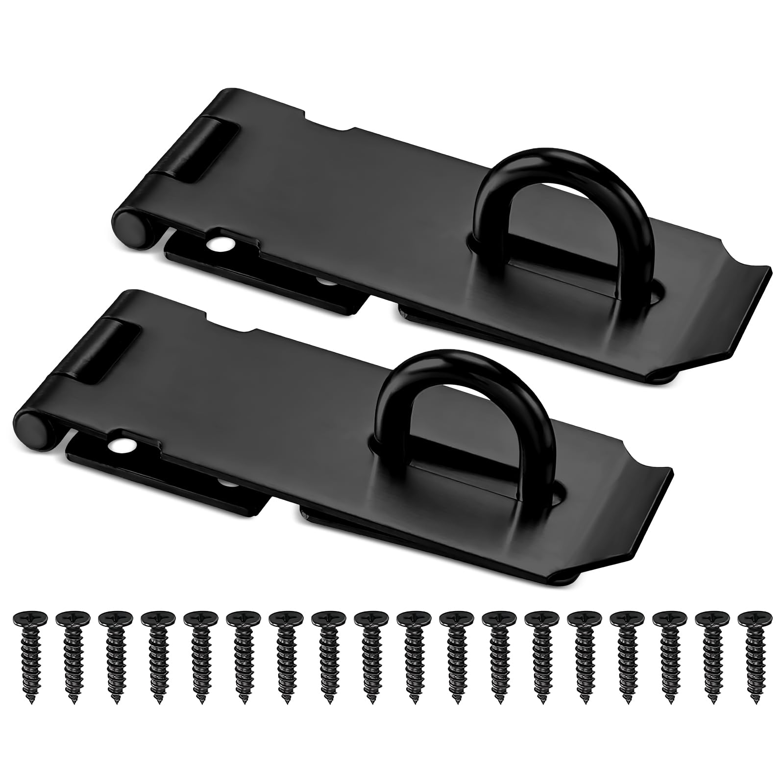 2Pcs Stainless Steel Door Lock Clasp - 4 Inch Hasp Latch For Toolboxes, Cabinets, Drawers, Wooden Cases (Black)