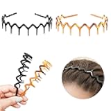 NONENDU Zig Zag Headbands Classic 90s Plastic Headband with Teeth Wavy Comb Headbands for Women Men, Shark Tooth Headband & Hair Band (1 Black + 1 Brown, Pack of 2)