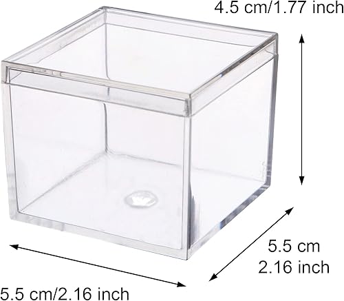 Miniatura 2 de dedoot Caja pequeña de acrílico con tapa de 2.2 x 2.2 x 1.3 pulgadas, paquete de 4 cajas de plástico Suqare cajas de almacenamiento de acrílico,
