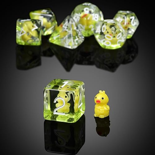 Miniatura 2 de DNDND - Juego de dados DND de resina de 7 piezas con bolsa de terciopelo para juegos de rol D&D y juegos de mesa (pollo