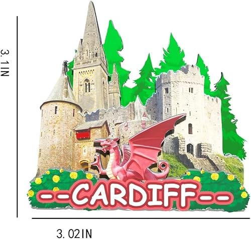 Vista 3 de Imán de Cardiff del Reino Unido para nevera, monumentos de madera 3D, recuerdos coleccionables, decoración hecha a mano -260
