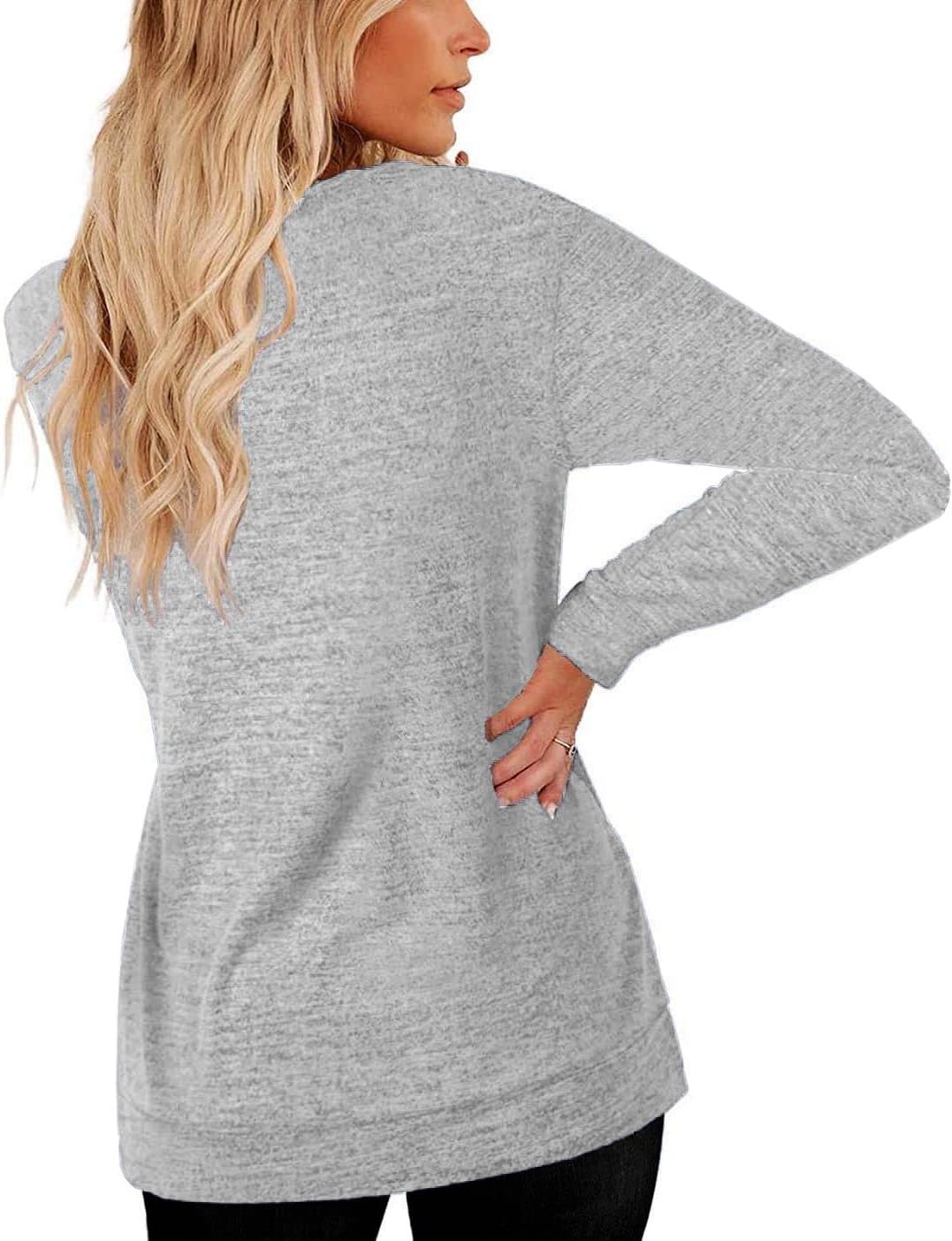 Womens Lightweight Sweatshirts Crewneck Thin Sweaters Long Sleeve Shirts Solid Color Casual Tunic Fall Tops(S-2XL - Image 4