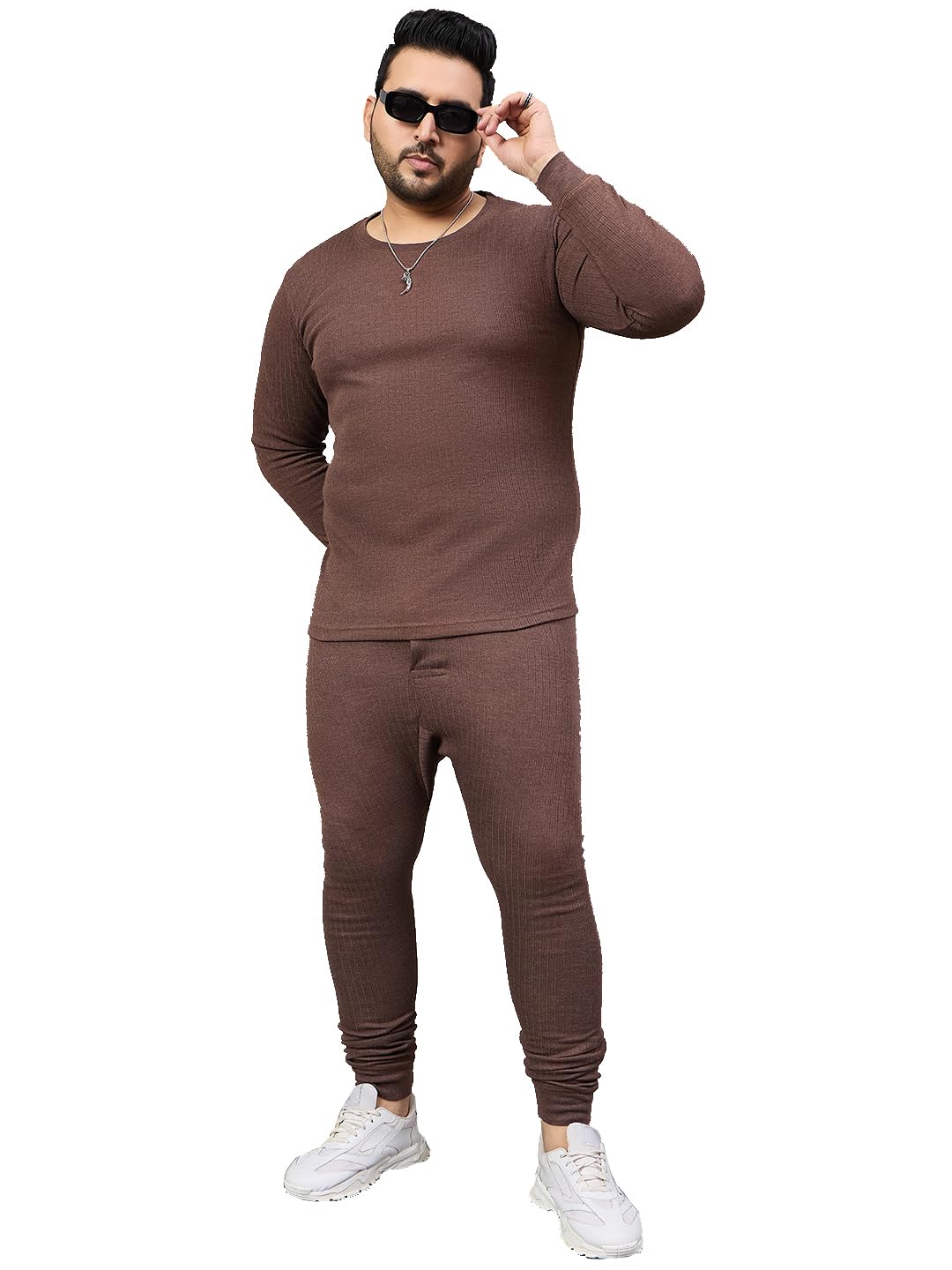 bronation Men's Strechable Blended Thermal Set-THALFA-Coffee-picture-10