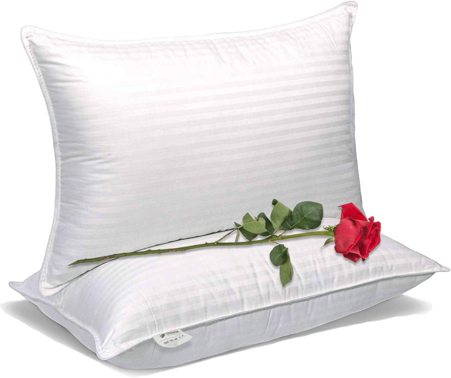 Olivia Luxury Plush Gel Pillows for Sleeping – Hypoallergenic Cooling Pillow w/ 3D Hollow Fiber Filler – White Bed Sets Queen (2 Pack & 2 Pillowcases) For Soft Ergonomic Comfortable Sleep