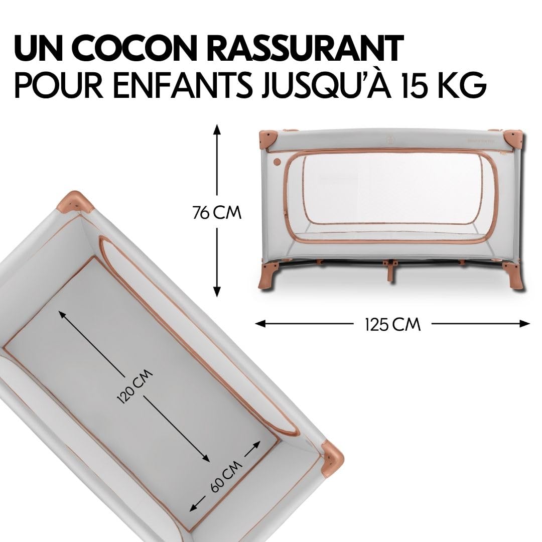 Hauck Dream N Play Plus Lit Parapluie Bébé Pliable avec Matelas, Moustiquaire, Sac de Transport – Dusty Cork