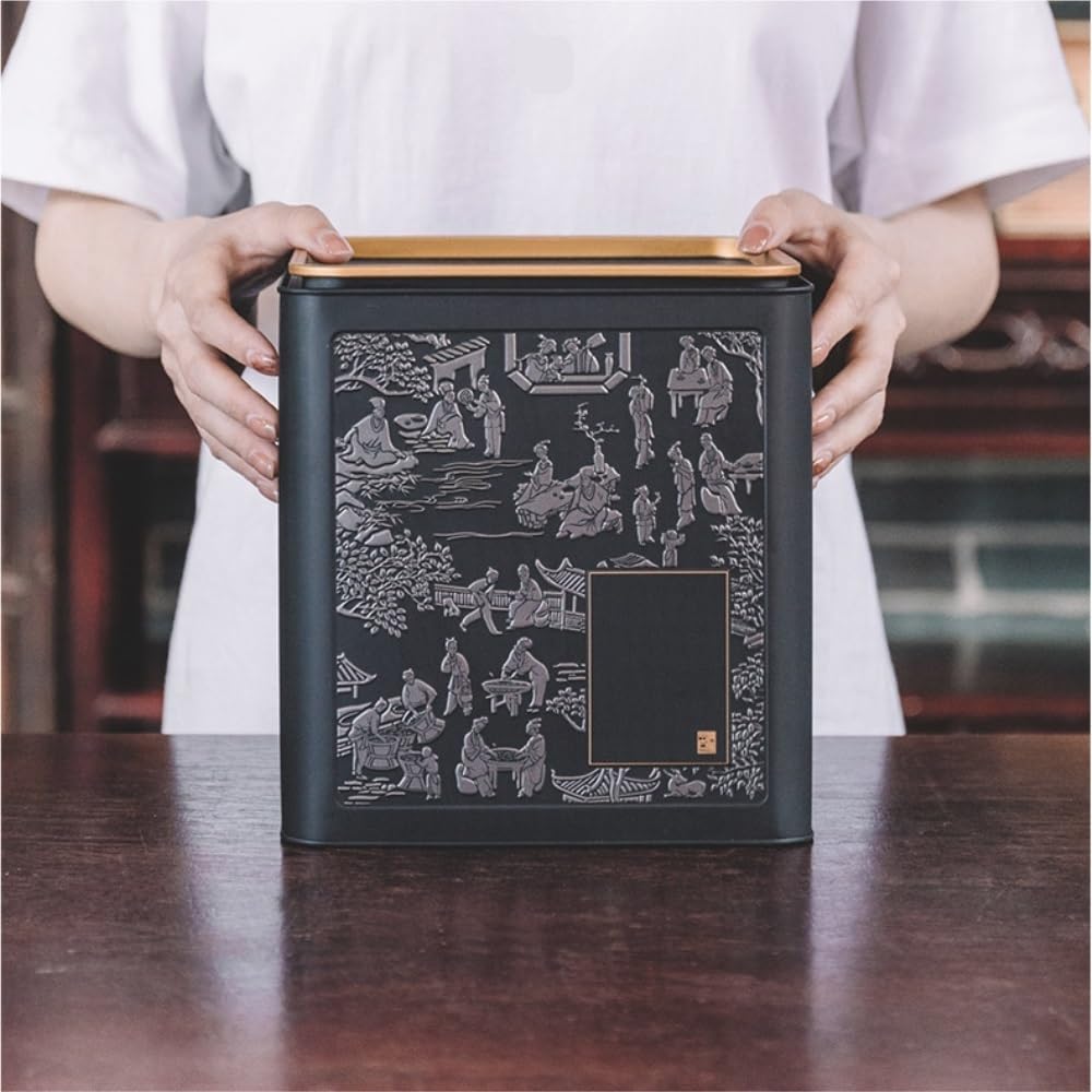 HLTYGWX Teedose, Vorratsbehälter für große Teemengen, quadratische Eisendose, versiegeltes Glas, großes Fassungsvermögen, leeres Glas, Tee-Set, einzelnes Glas, Geschenkbox-Set, Teedose (A)
