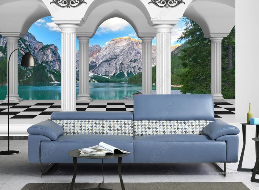 Papier peint intissé paysage du lac poster géant mural pour salon et chambre 200x140 cm