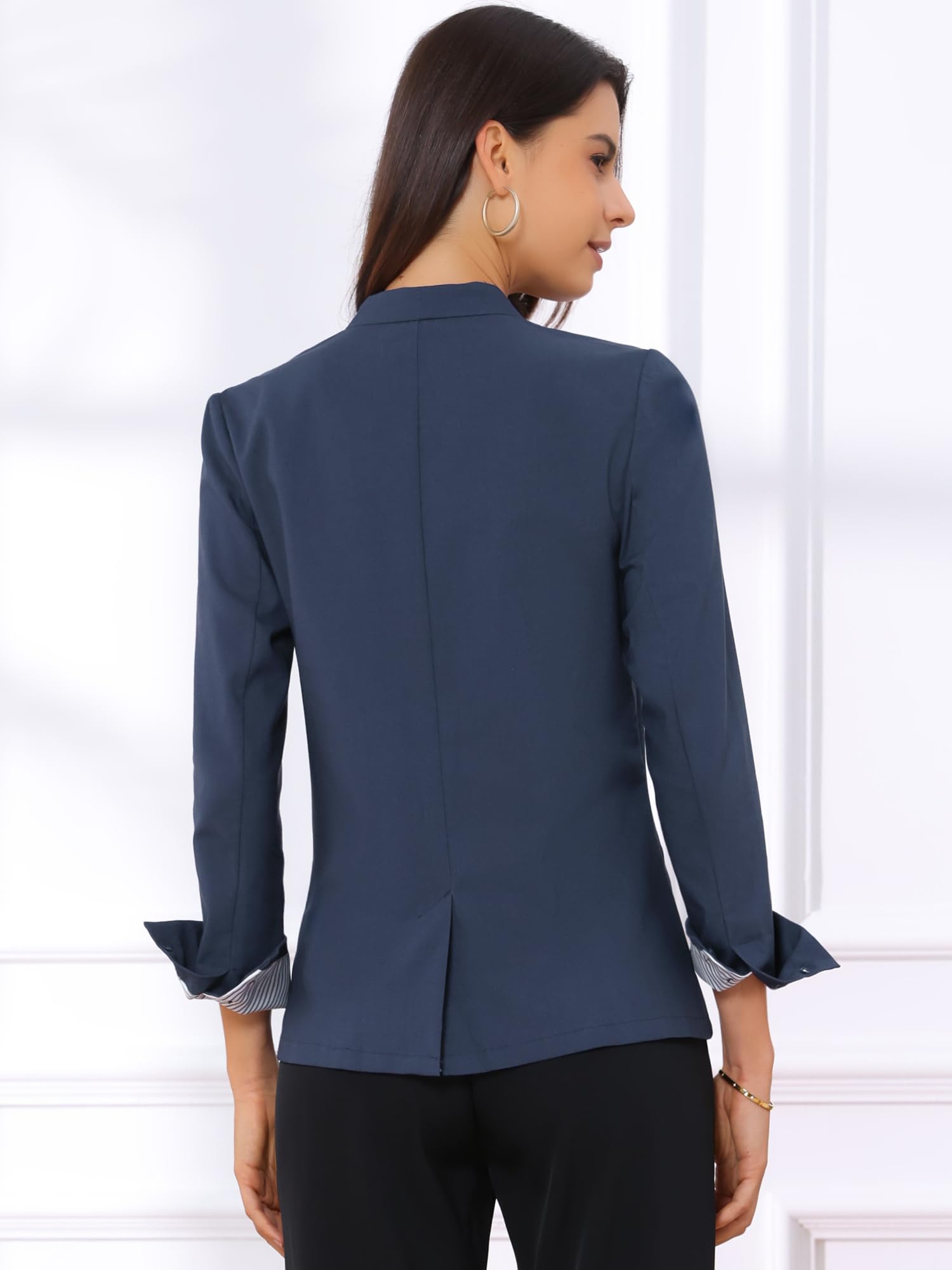 Allegra K Blazer da donna in lino casual blazer a maniche lunghe tasche giacca con bottone singolo per lavoro ufficio usura