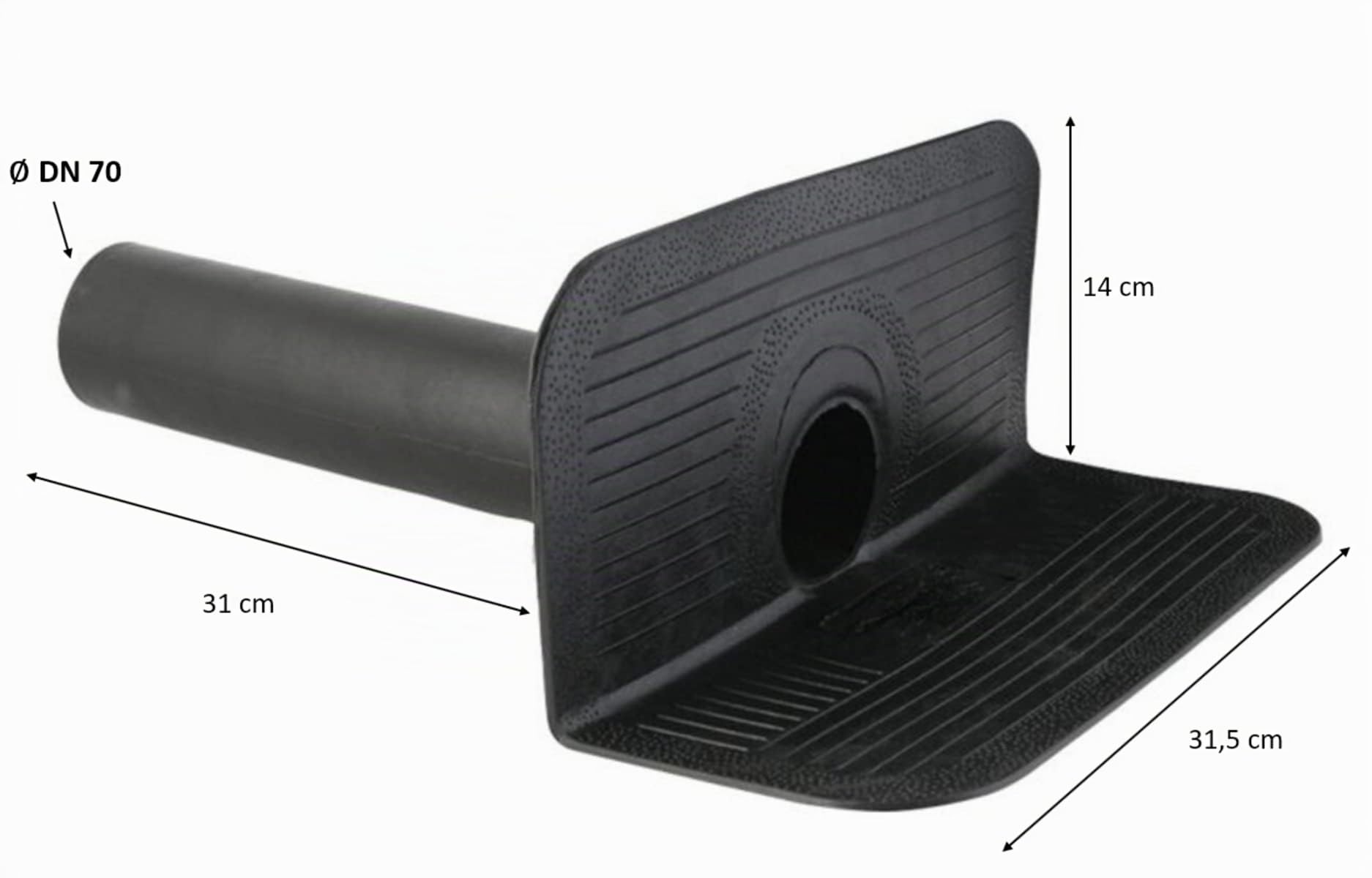 Siphon d’attique, siphon d’angle, bride en bitume, bouche d’égout de toit, drainage de gouttière, drainage, DN 50-100 (DN 70)