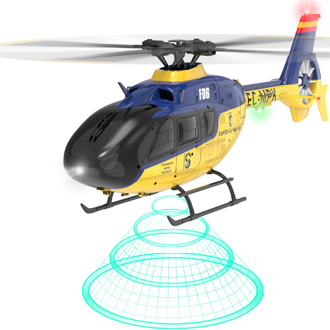 1:36 YU Xiang EC-135 Elicottero telecomandato, 6 canali Brushless RC Elicottero con azionamento diretto e stabilizzazione giroscopio 3D/6G, luce LED, regali creativi per adulti e