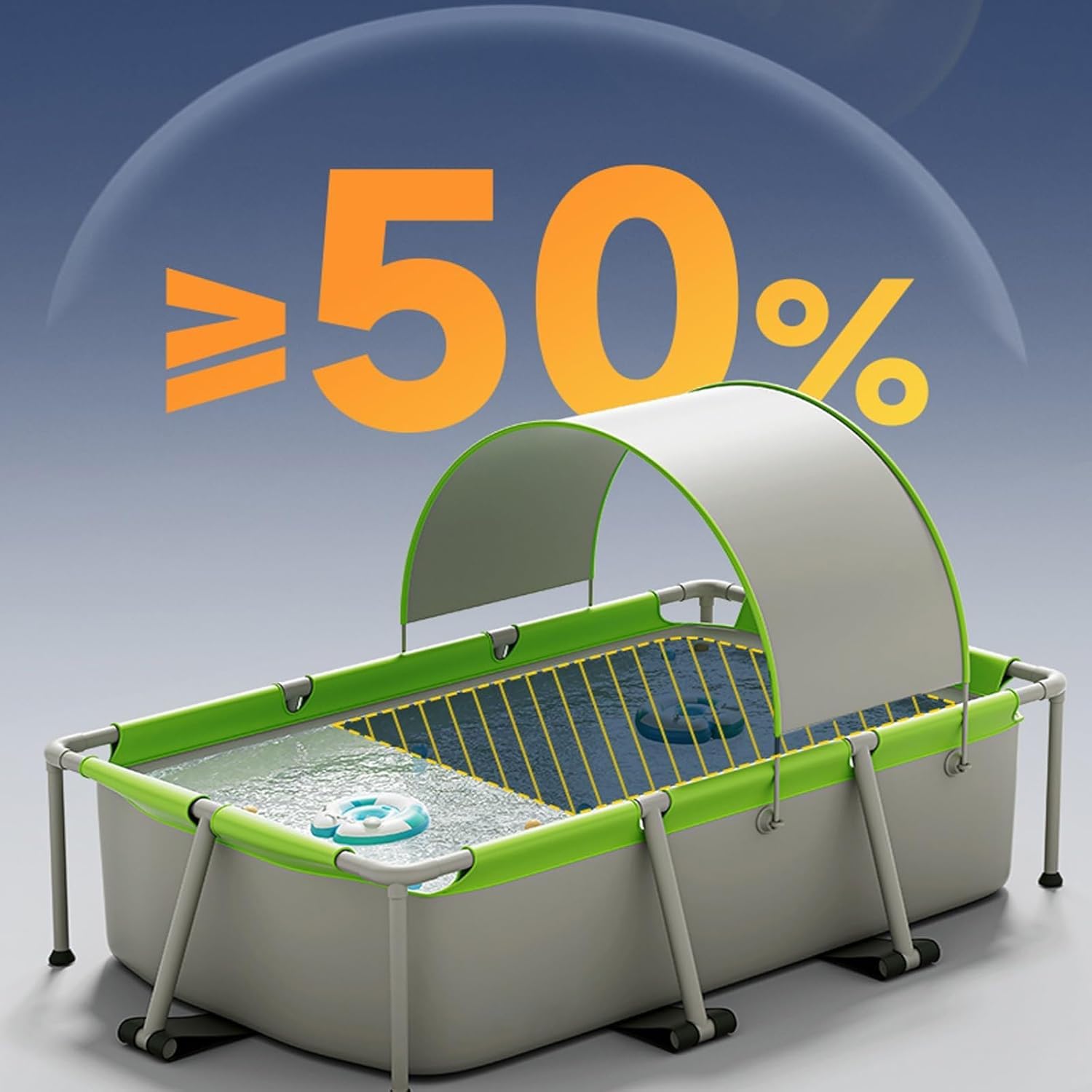 Piscina con struttura in metallo, piscina fuori terra rettangolare con telaio in acciaio, PVC resistente, non gonfiabile, facile da montare per cortile e giardino