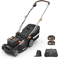 WORX Nitro WG737 16" Cordless Battery Lawn Mower - Brushless Motor, 2-in-1 Mulch/Bag, Lightweight for 1/4 Acre, 2x 4Ah Batteries & Charger