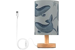 Starfish Gray Whale Table Lamp Bedside Lamps with USB Port