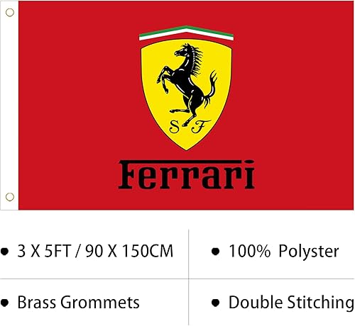 Miniatura 6 de Bandera de carreras de Ferrari de 3 x 5 pies 150D para hombre, para bandera de garaje