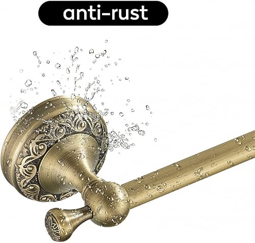 Miniatura 8 de WINCASE Accesorios de baño de latón antiguo, accesorios de baño ajustables retro, juego de barra de toalla de baño de latón de 24 pulgadas, 4