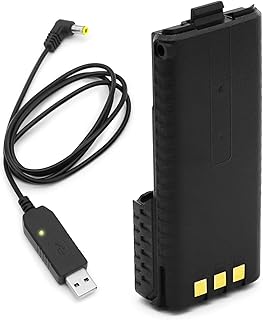 3800mAh 7,4V Batterie de Rechange Compatible avec Baofeng Radio UV-5R UV-5R+ RD-5R DM-5R BF-F8HP Talkie Walkie Li-ION Akku Pile Grande Capacité + Chargeur USB BL-5