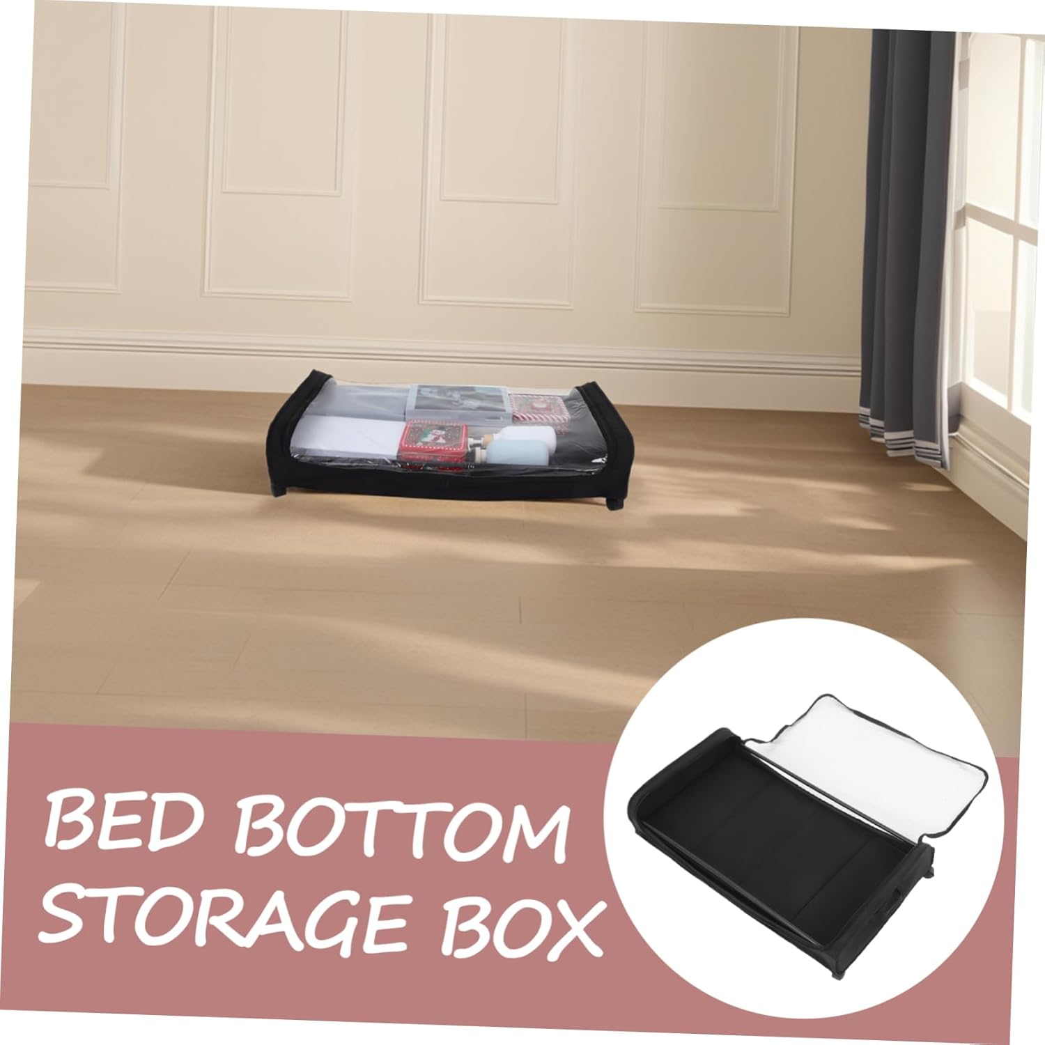 Luxshiny Detachable under Bed Storage Bin with Wheels Space-saving Organizer for Clothes Shoes Sundries Easy Assembly Bedroom Storage Box Black