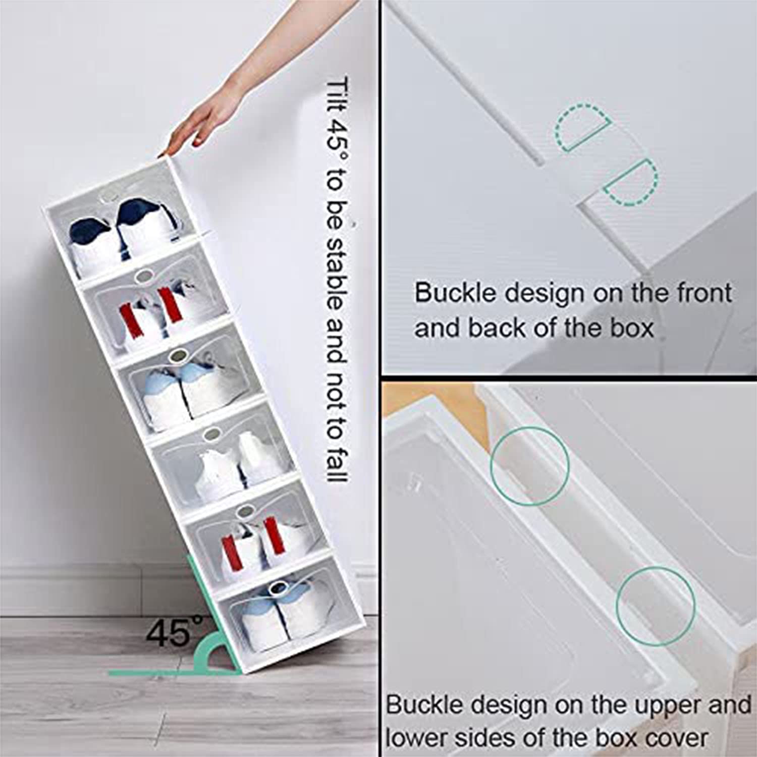 Amazon｜靴箱12パック積み重ね可能な靴収納ボックスプラスチック製の