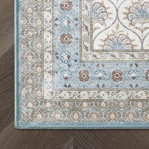 Laura Ashley Blue Amelia Trelis Floral Machine Washable & Slip Resistant 7'10" x 10' Area Rug by Laura Ashley - Used condition - Image 7