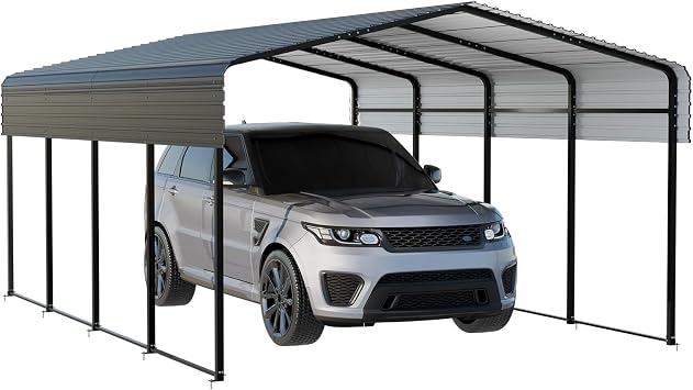 NUGRIART Metal Carport 13 x 20 FT with Heavy Duty Frame & Galvanized Steel Roof, Metal Car Garage, Sturdy Canopy Shelter for Car, Truck, Pickup, SUV, Tractor, and Boat