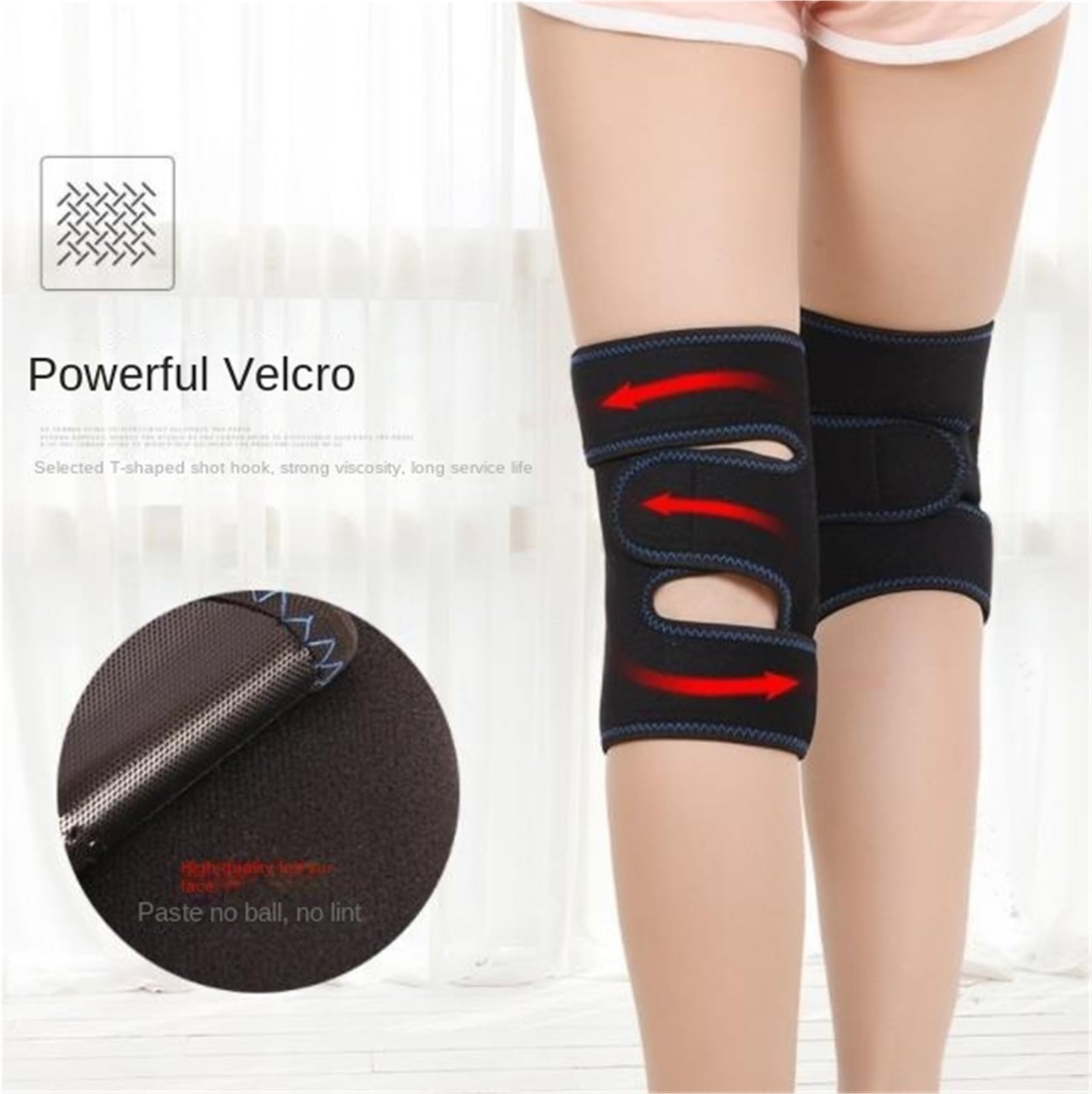 Ginocchiera Sportiva Antiscivolo Le Bretelle Di Supporto For Il Ginocchio For Uomini E Donne Tengono Al Caldo Durante Ciclismo, Lo Sci La Corsa Maniche Traspiranti(Blac-Single-sided)