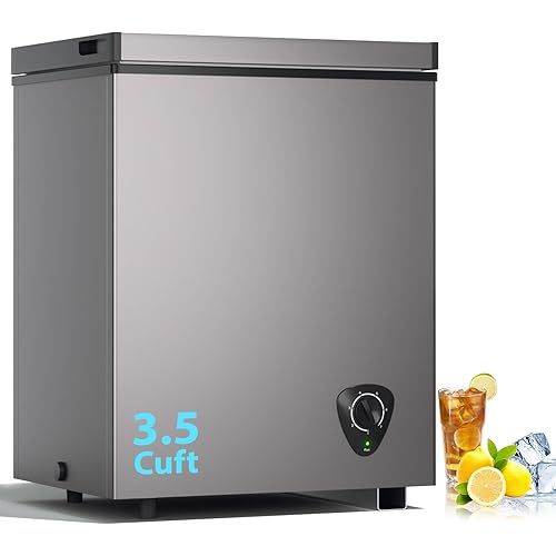 LifePlus Chest Freezer 3.5 Cubic Feet with Removable Basket and Fast Cooling, Small Deep Freezer, Adjustable Temperature, Energy Saving, Low Noise,Top Open Door Compact Freezer for Kitchen Garage