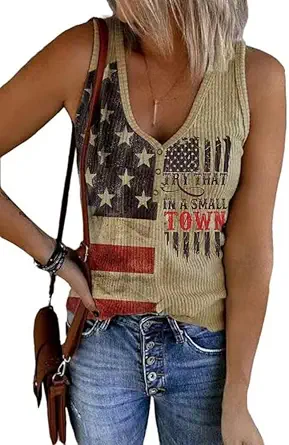 Women's American Flag V-Neck Tank Top