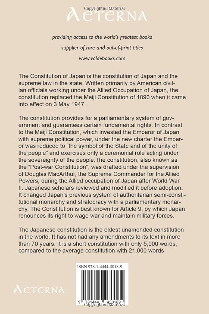 語学・辞書・学習参考書 The Constitution of Japan The Constitution of Japan, 1946: Japan: 9781444430189