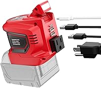 Vista 1 de Ecarke 200W Portable Power Inverter Compatible with Milwaukee 18V Battery, DC 18V to AC 110V Power Station with 1 AC Outlet, 2 USB, 1 Type-C & LED