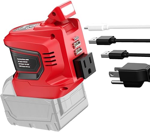 Ecarke 200W Portable Power Inverter Compatible with Milwaukee 18V Battery, DC 18V to AC 110V Power Station with 1 AC Outlet, 2 USB, 1 Type-C & LED
