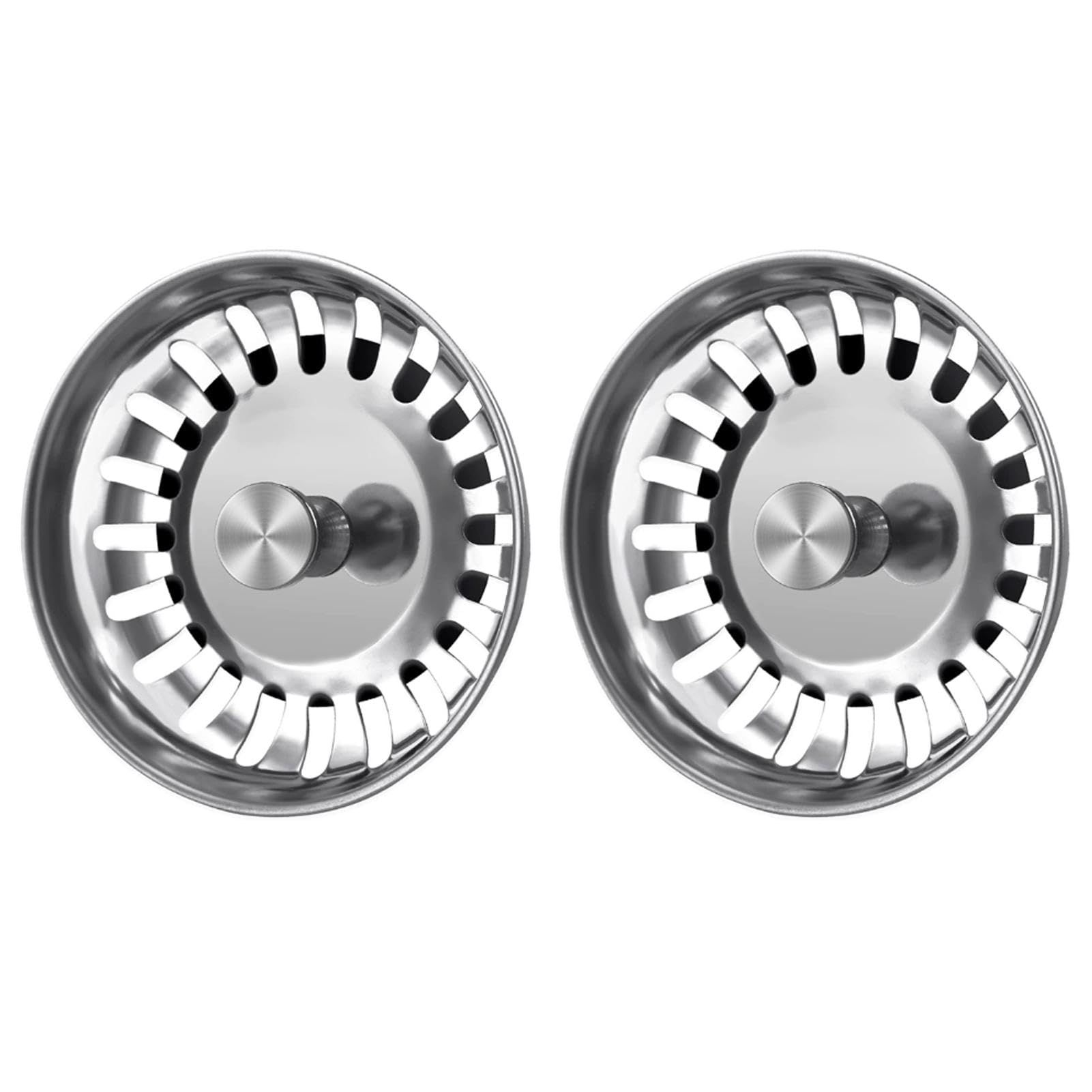 2 Pack 78mm Kitchen Sink Strainer Plug, Kitchen Sink Plugs and Strainers, Stainless Steel Sink Drainer Plug Replacement for Food and Hole Hair Catcher