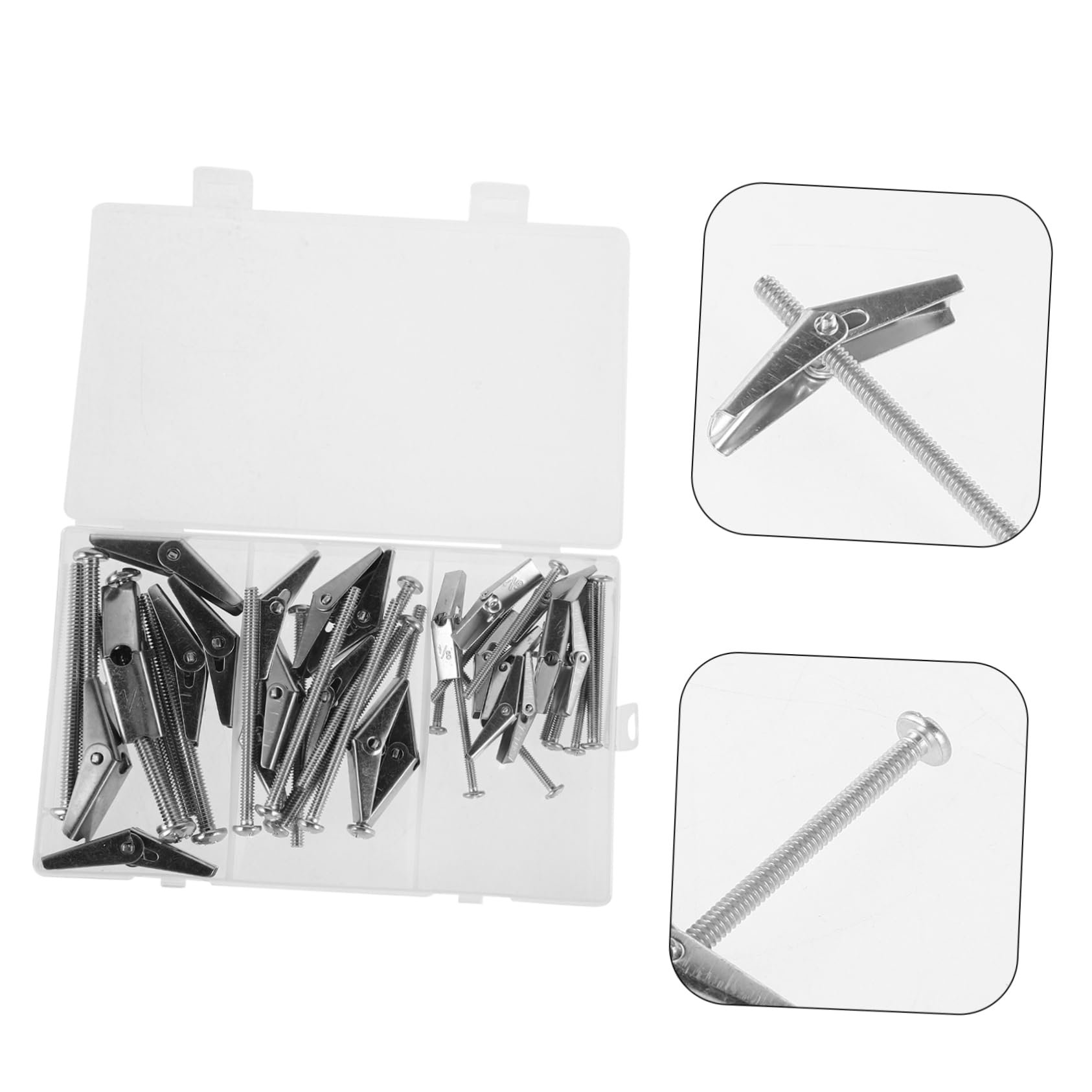 SOLUSTRE 24pc Drywall Anchors Screws Kit Toggle Bolts Wing Nuts Galvanized Steel Easy Install for Walls