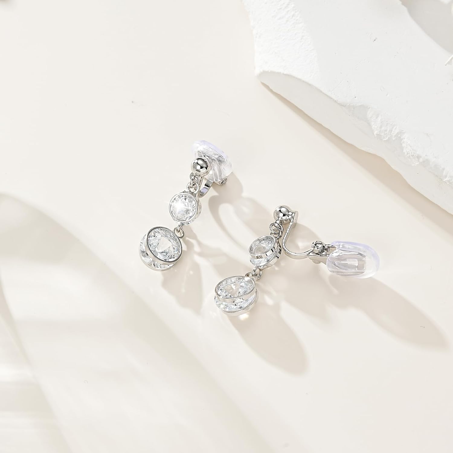 Clip on Earrings for Women Hypoallergenic Dainty Clip Earrings for Women 14K Gold/Silver Plated Drop Dangle Earrings 5A Cubic Zirconia Multiple Styles for Women Fashion Trendy Jewelry Gifts - Image 4