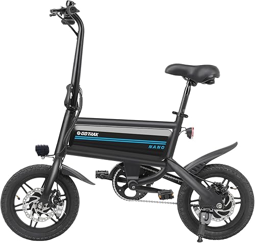 Gotrax Bicicleta eléctrica plegable Nano de 14 pulgadas, alcance máximo de 25 millas (asistencia de pedal) y velocidad máxima de 15.5 Mph, potencia