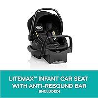 Vista 7 de Evenflo Sistema de viaje Pivot Suite con asiento infantil LiteMax para automóvil con barra antirrebote, color gris Devon