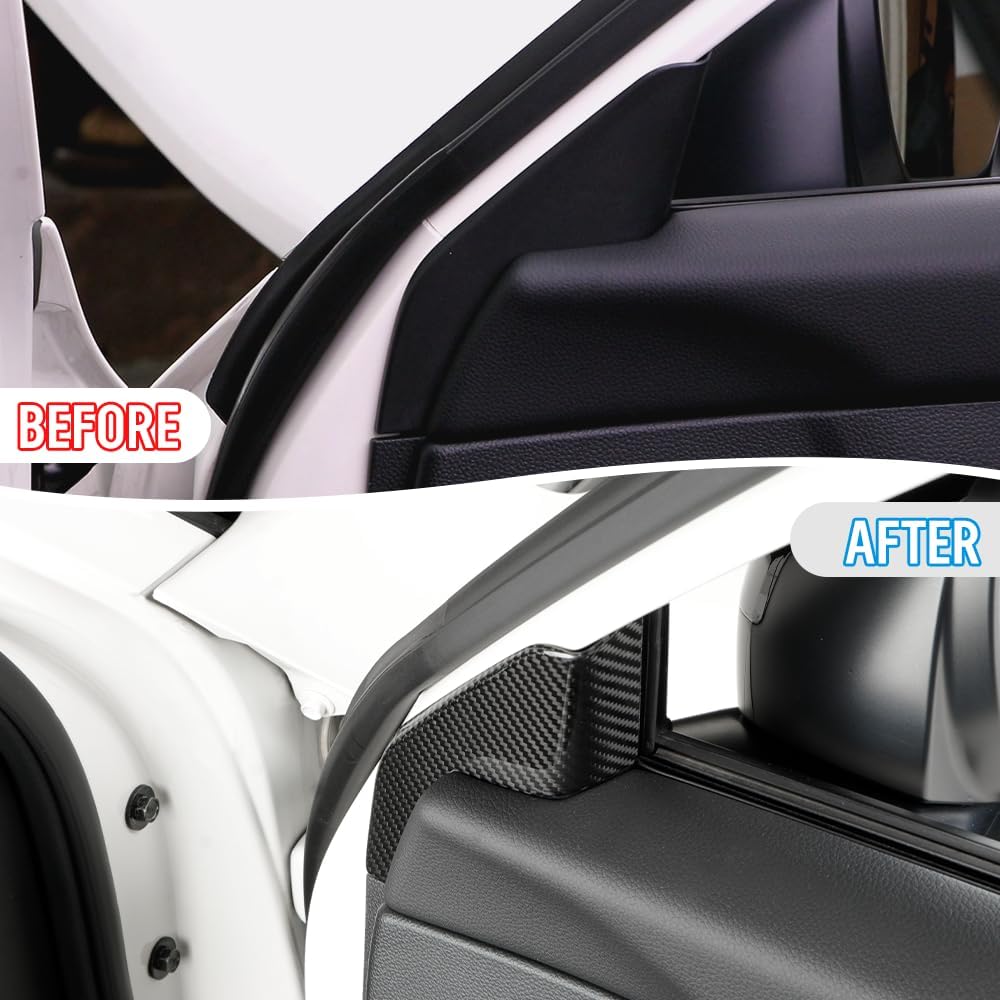 JSWAN Carbon Fiber Inner Door A Pillar Trim Cover For 11th Gen Civic Type r FL5 TypeR (2022 to now) Front Window Inner A-Pillar Triangular Panel Sticker Interior Accessories (Glossy carbon)
